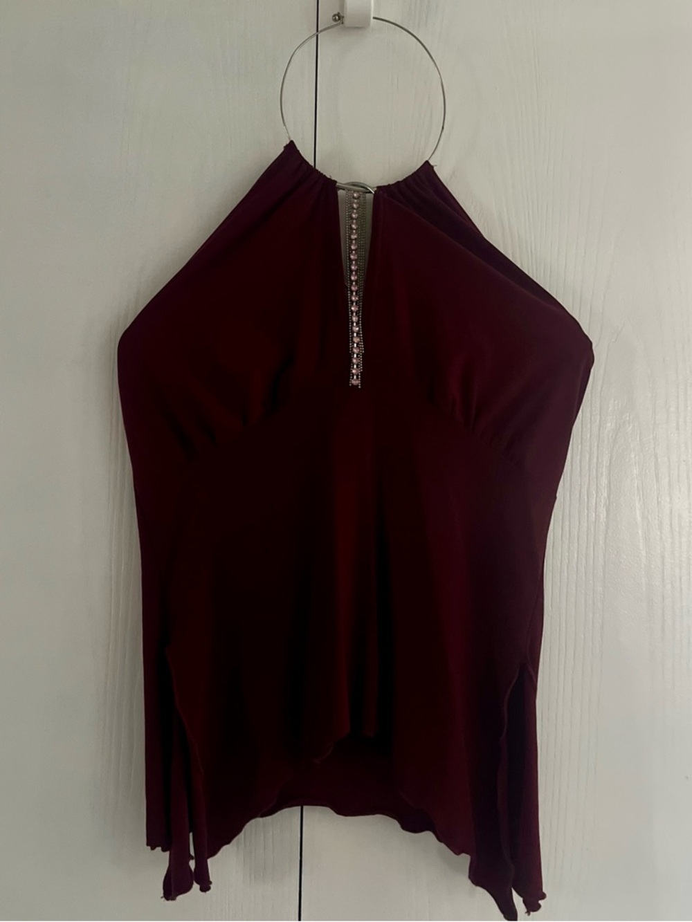 Embellished Halter Camisole in Wine Color
